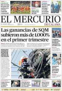 Portada de El Mercurio - Calama (Chile)