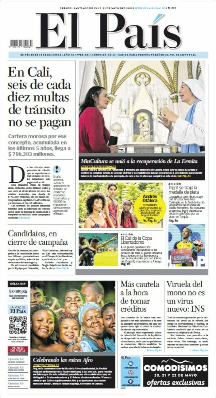 Portada de El País - Cali (Colombia)