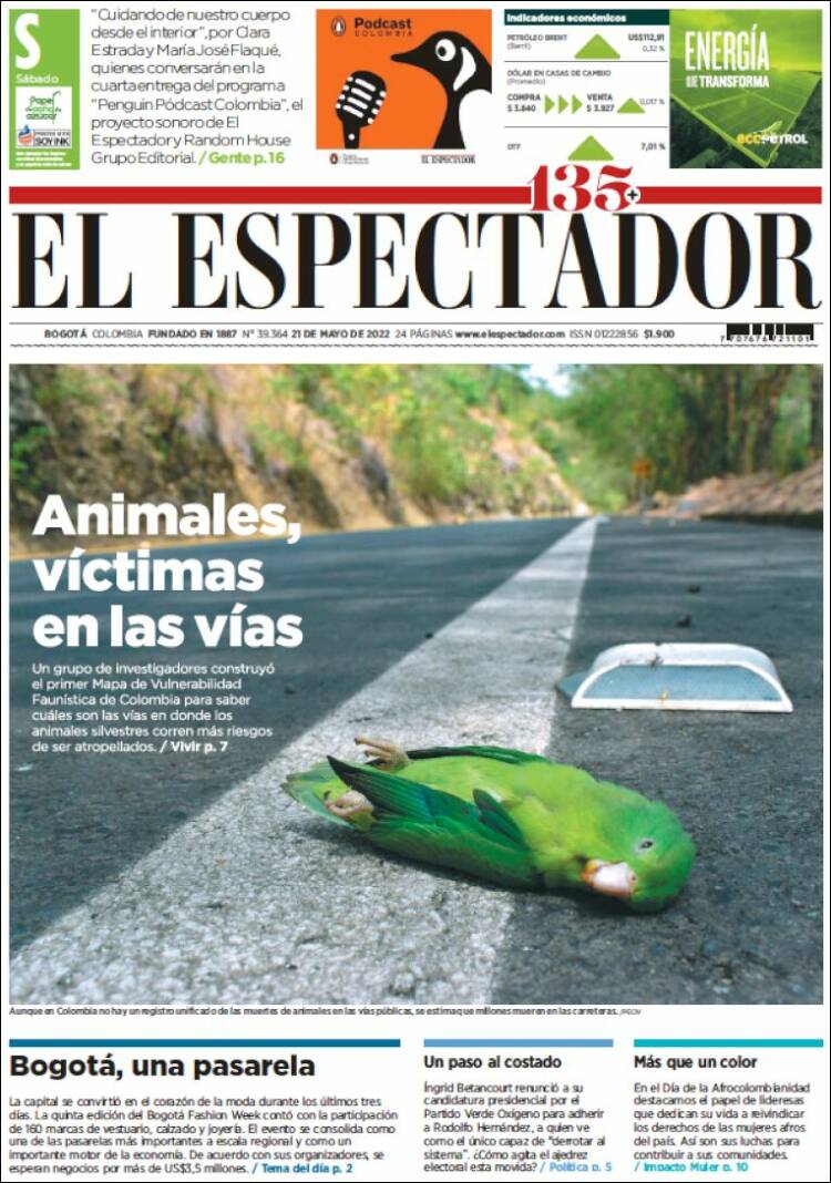 Portada de El Espectador (Colombia)