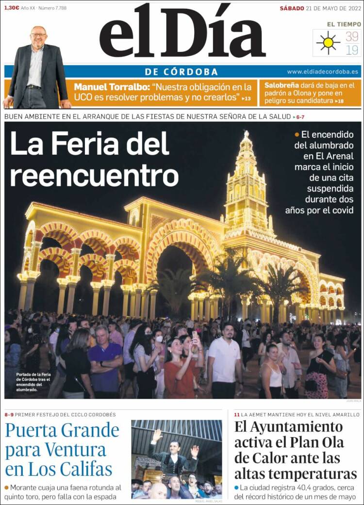 Portada de El Día de Córdoba (España)