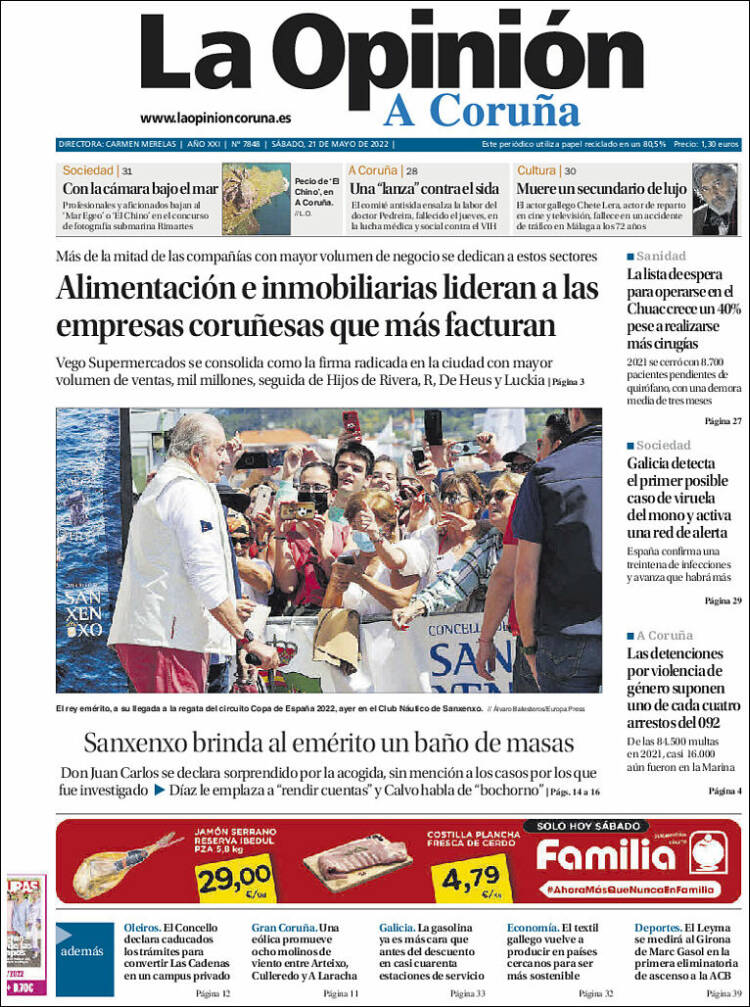 Portada de La Opinión de A Coruña (España)