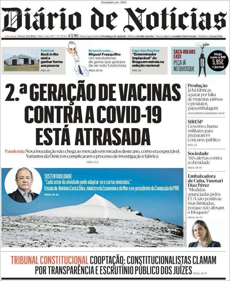 Portada de Diário de Noticias (Portugal)