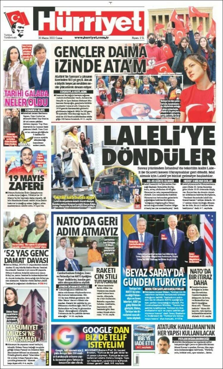 Portada de Hürriyet (Turquie)