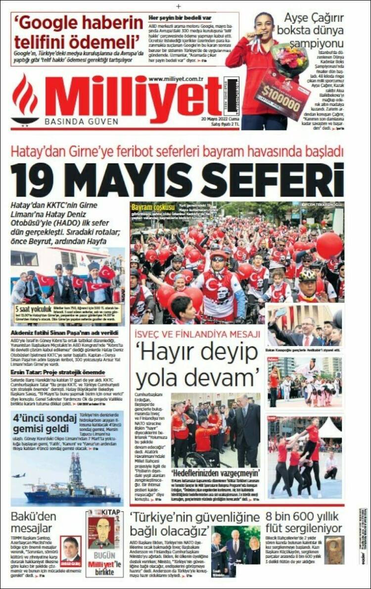 Portada de Milliyet (Turquie)