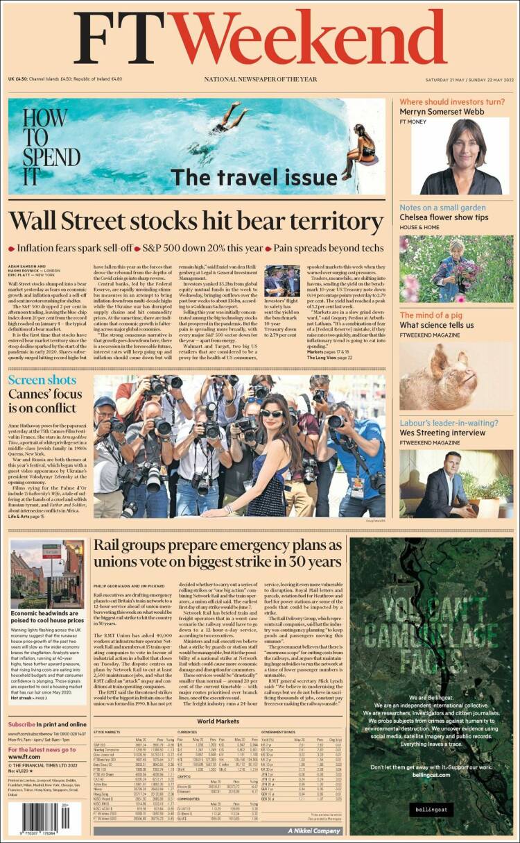 Portada de Financial Times (Reino Unido)