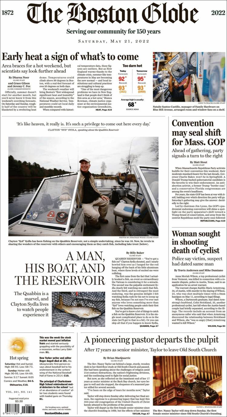 Portada de Boston Globe (USA)