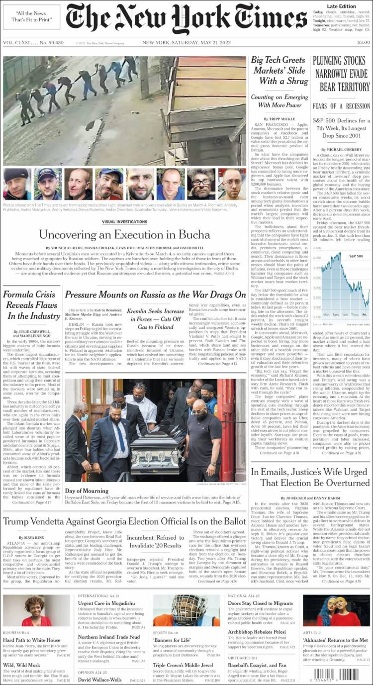 Portada de New York Times (USA)