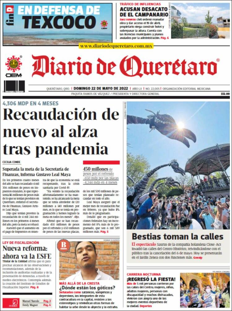 Portada de Diario de Querétaro (México)