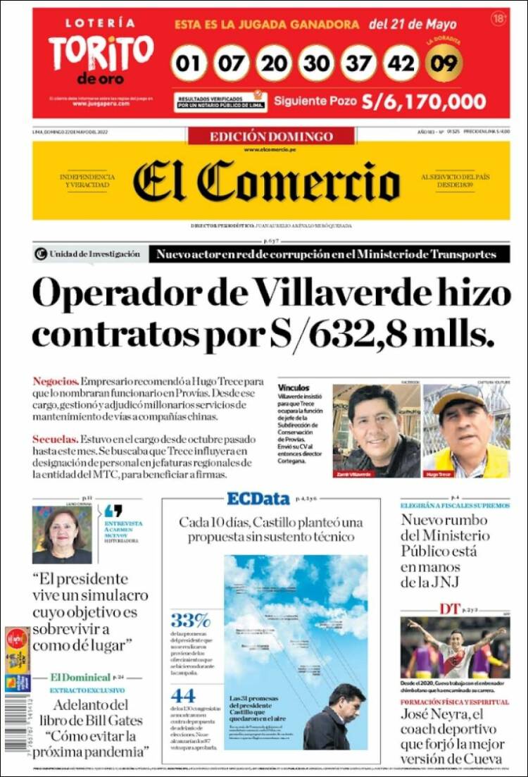 Portada de El Comercio (Perú)