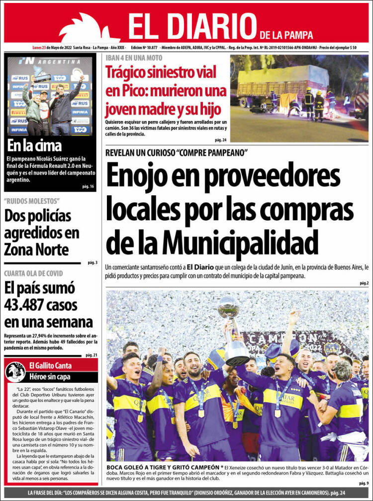 Portada de Diario de La Pampa (Argentina)