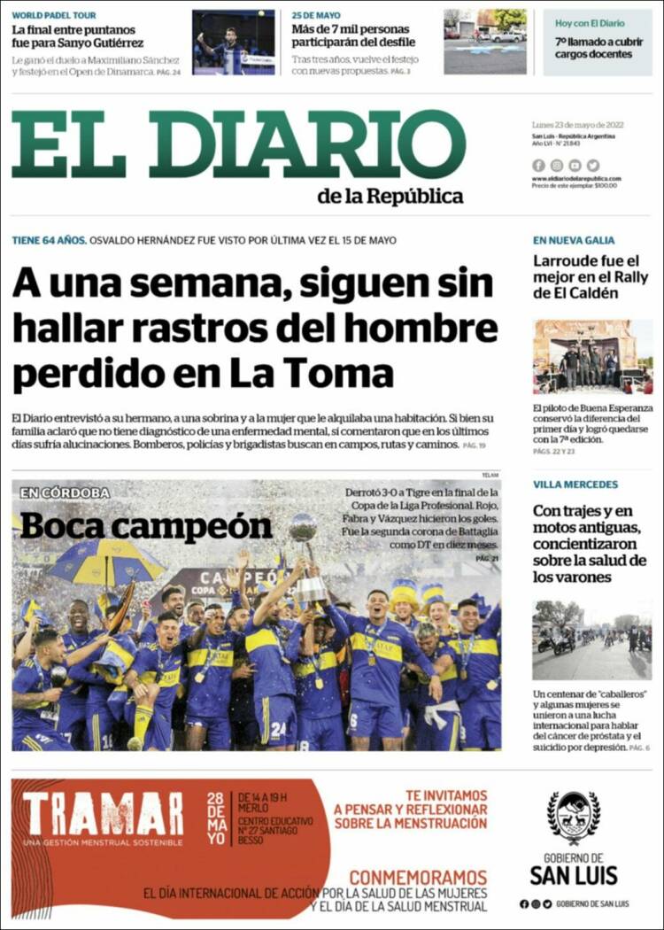 Portada de Diario de la República (Argentina)
