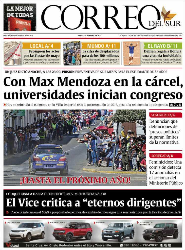 Portada de Correo Sur (Bolivia)