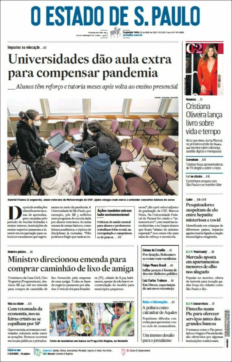 Portada de O Estado de São Paulo (Brasil)