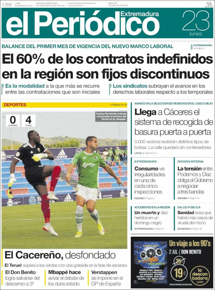 Portada de El Periódico de Extremadura (Espa&ntilde;a)