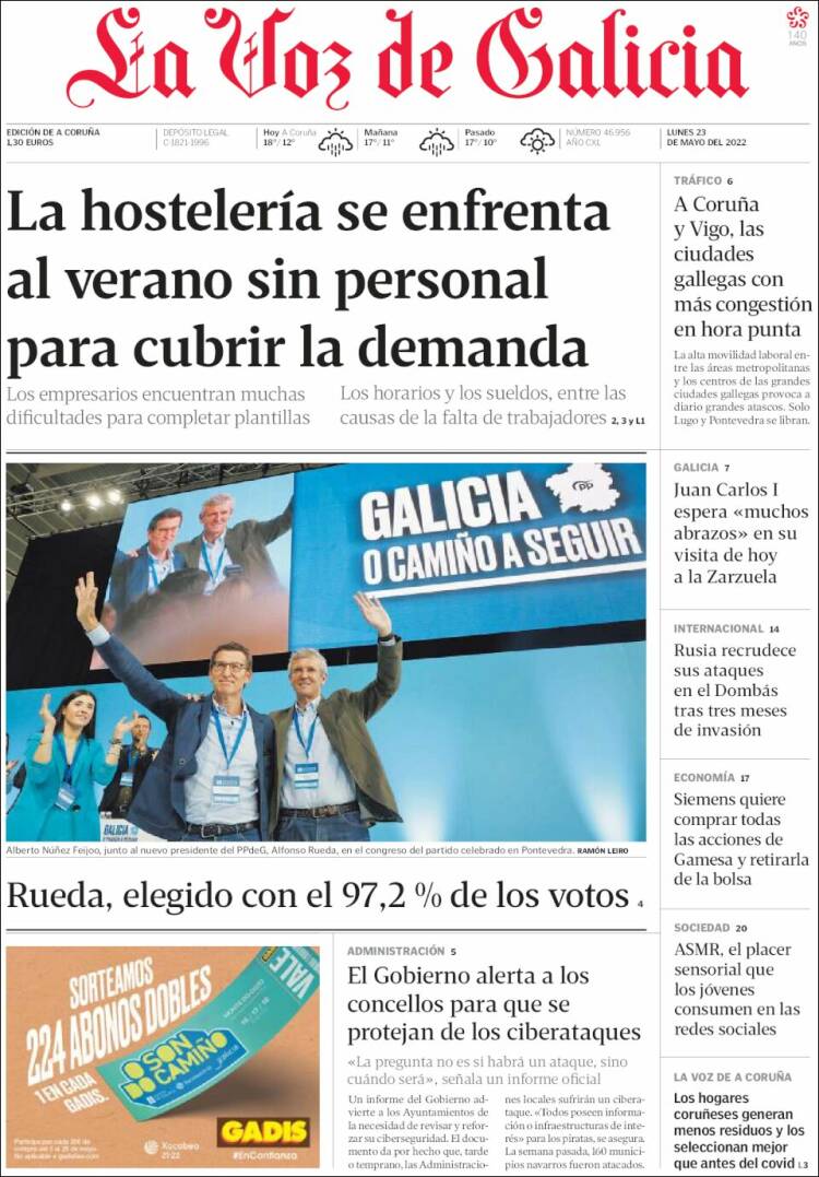 Portada de La Voz de Galicia (Espa&ntilde;a)