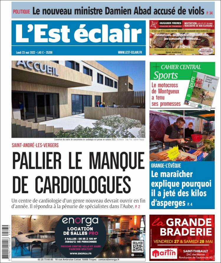 Portada de L'Est Eclair (Francia)