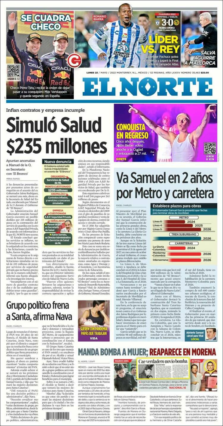 Portada de El Norte (M&eacute;xico)