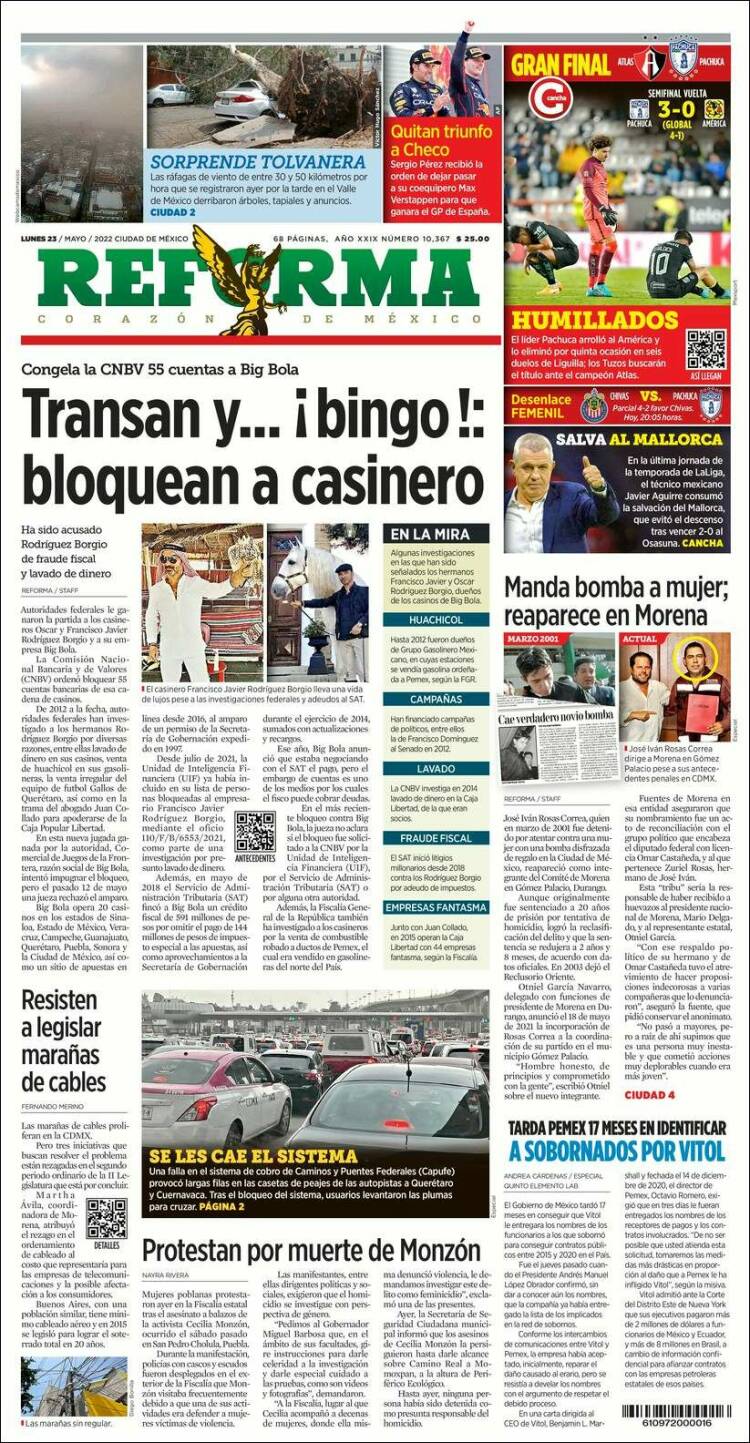 Portada de Reforma (M&eacute;xico)