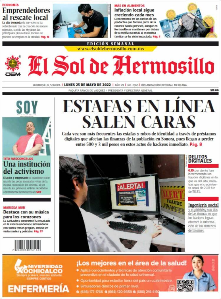Portada de El Sol de Hermosillo (M&eacute;xico)