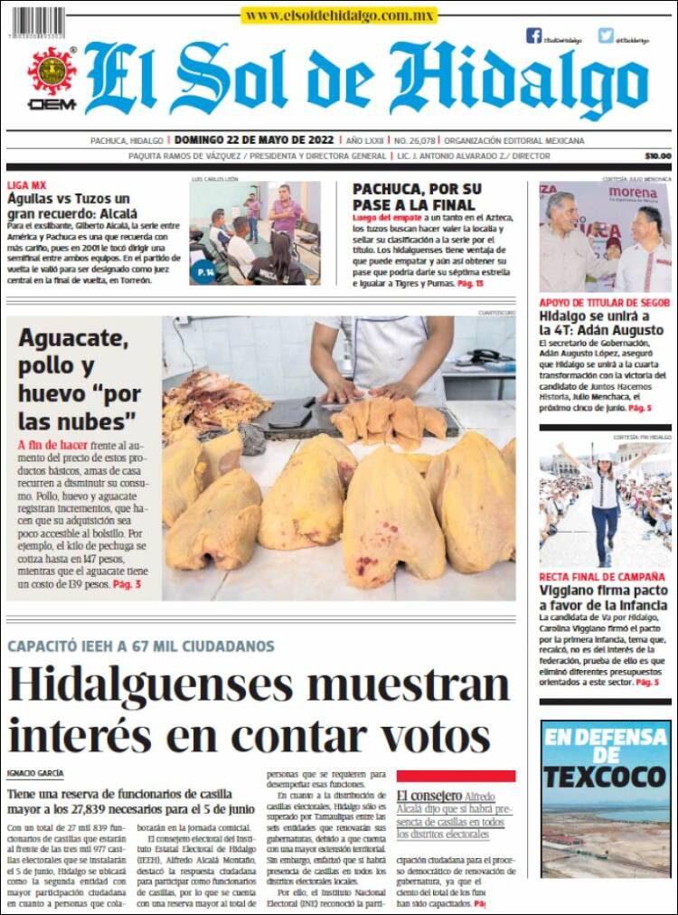 Portada de El Sol de Hidalgo (M&eacute;xico)