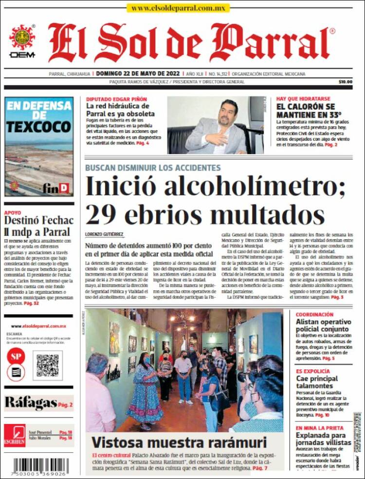 Portada de El Sol de Parral (M&eacute;xico)