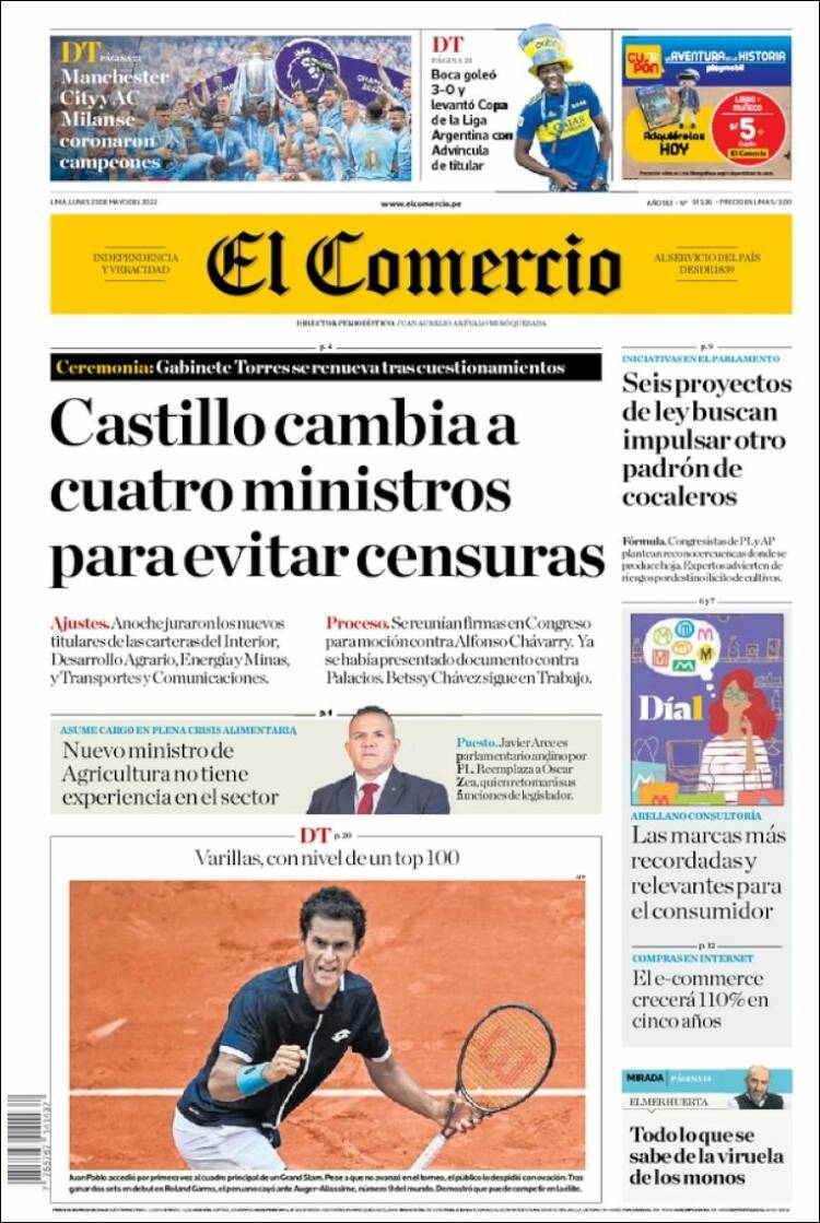 Portada de El Comercio (Per&uacute;)