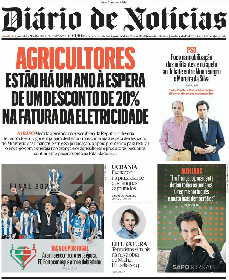 Portada de Diário de Noticias (Portugal)