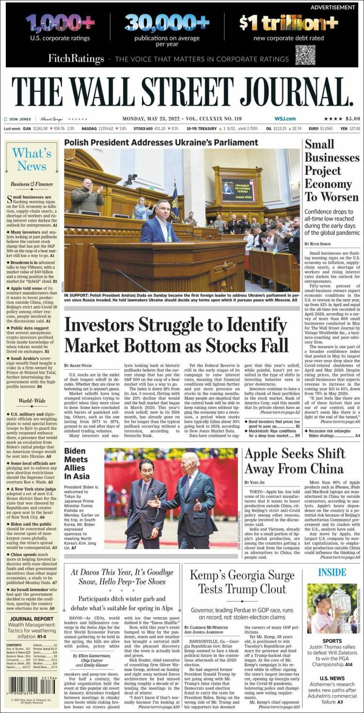 Portada de Wall Street Journal (USA)