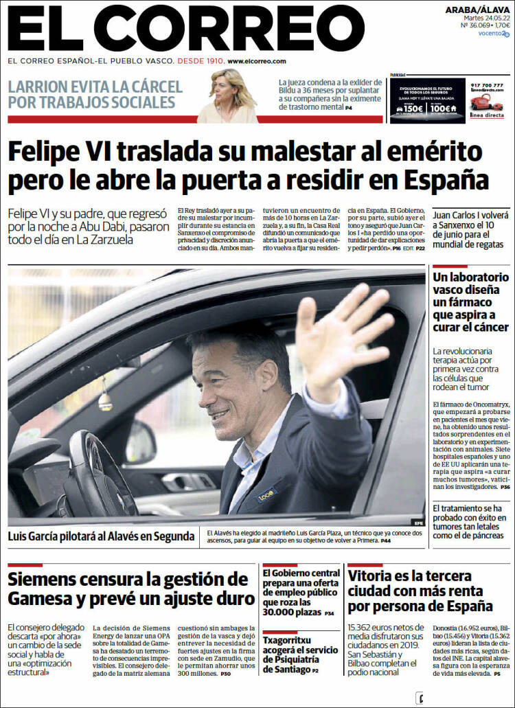 Portada de El Correo - Álava (España)