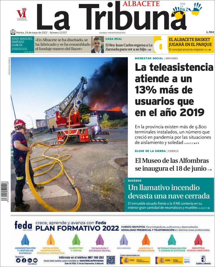 Portada de La Tribuna de Albacete (España)