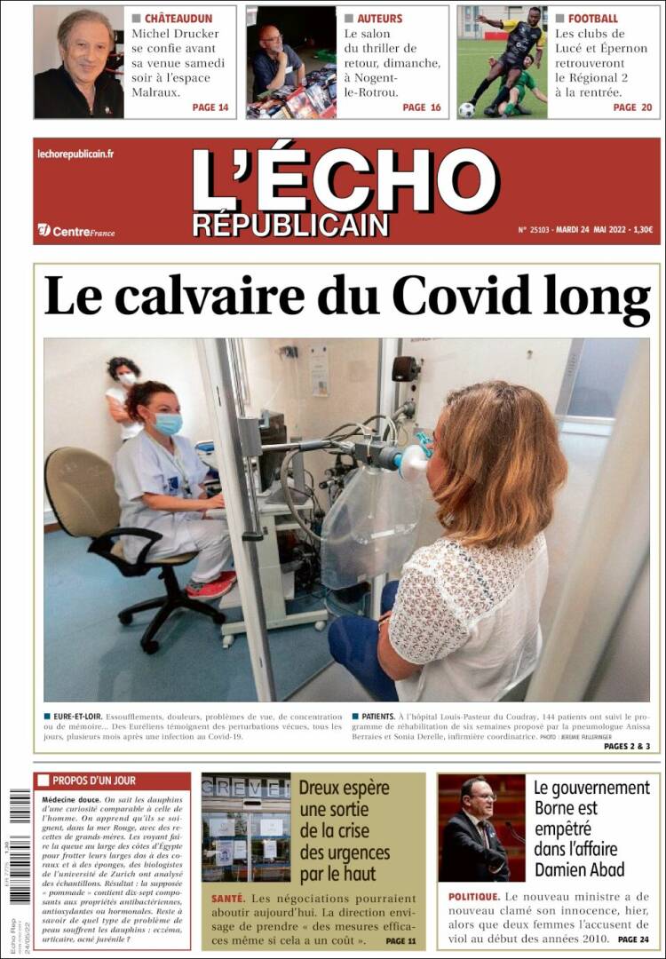 Portada de L'Echo Républicain (Francia)