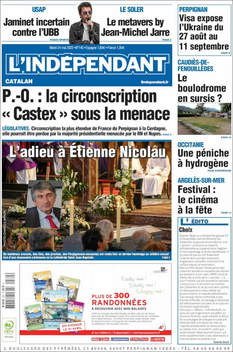Portada de Le Indépendant (Francia)