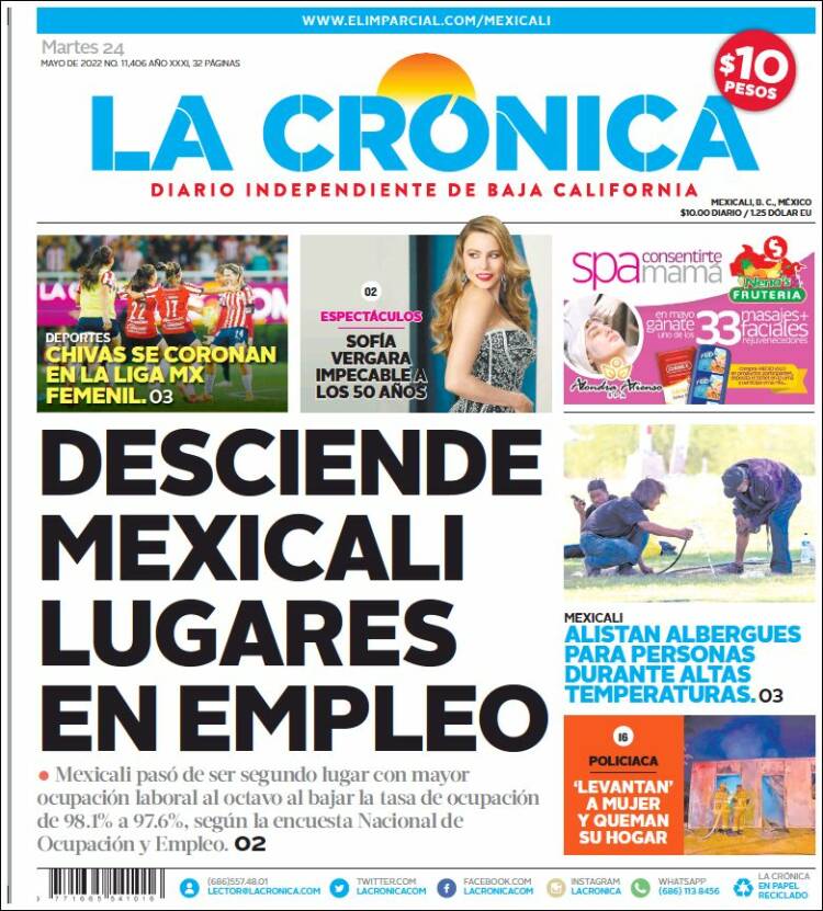 Portada de La Crónica de Baja California (Mexico)