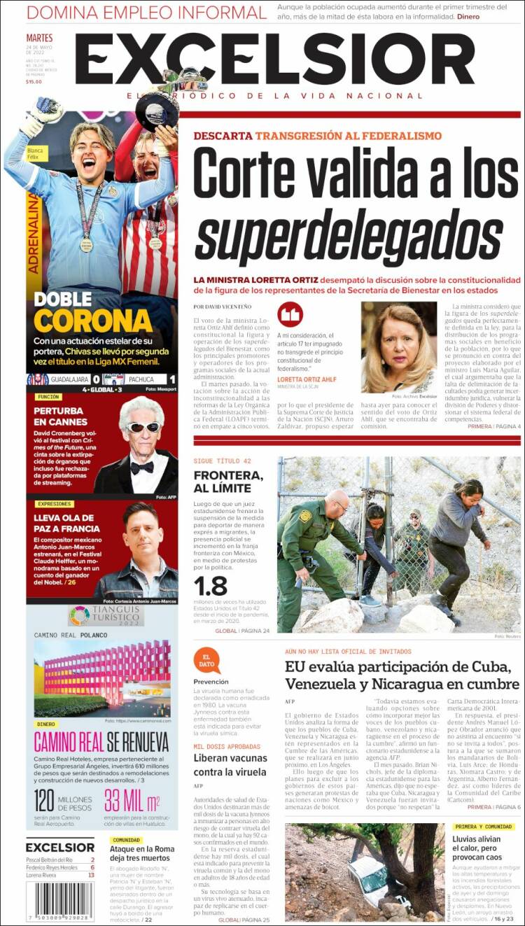 Portada de Excelsior (México)