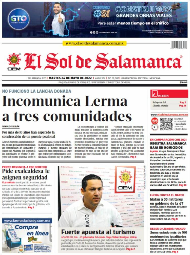 Portada de El Sol de Salamanca (Mexico)