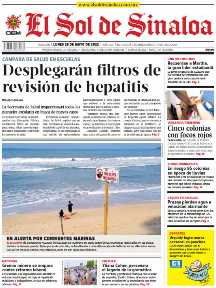 Portada de El Sol de Sinaloa (Mexico)
