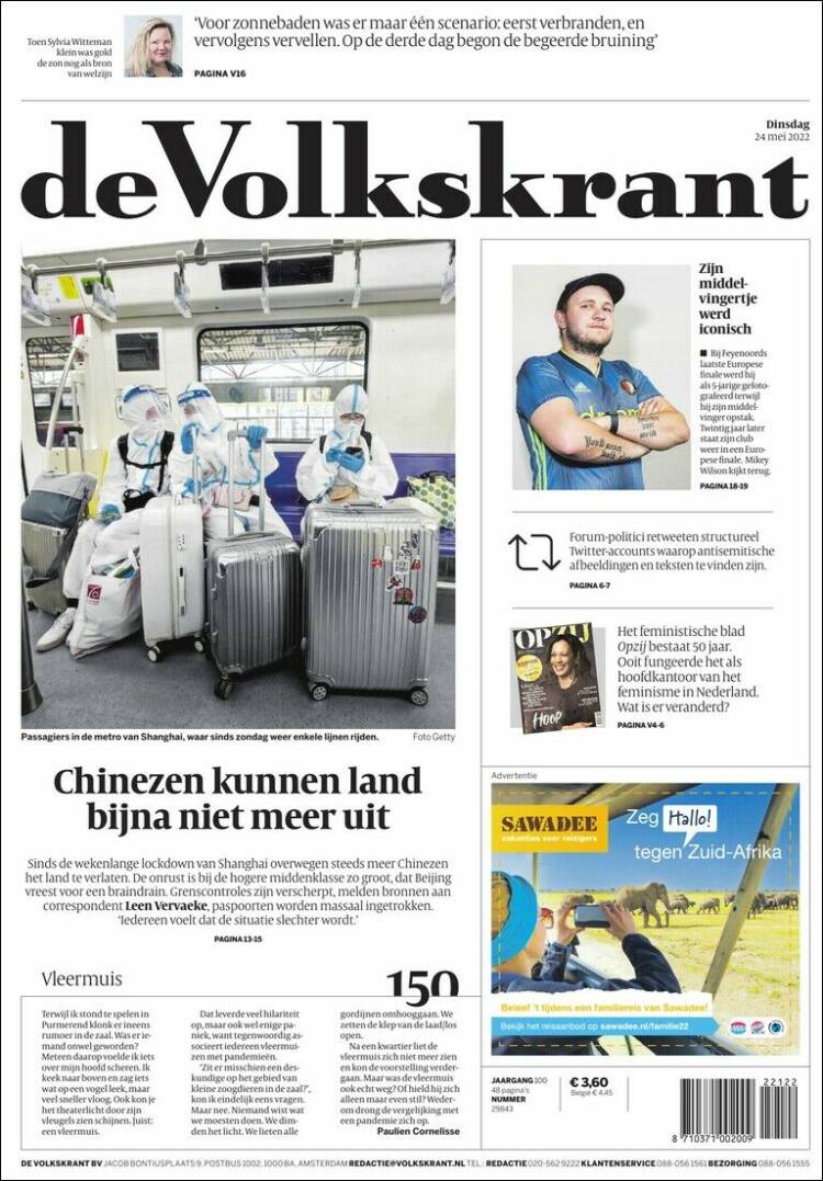 Portada de De Volkskrant (Países Bajos)