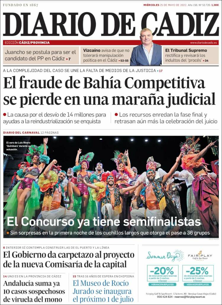 Portada de Diario de Cádiz (España)