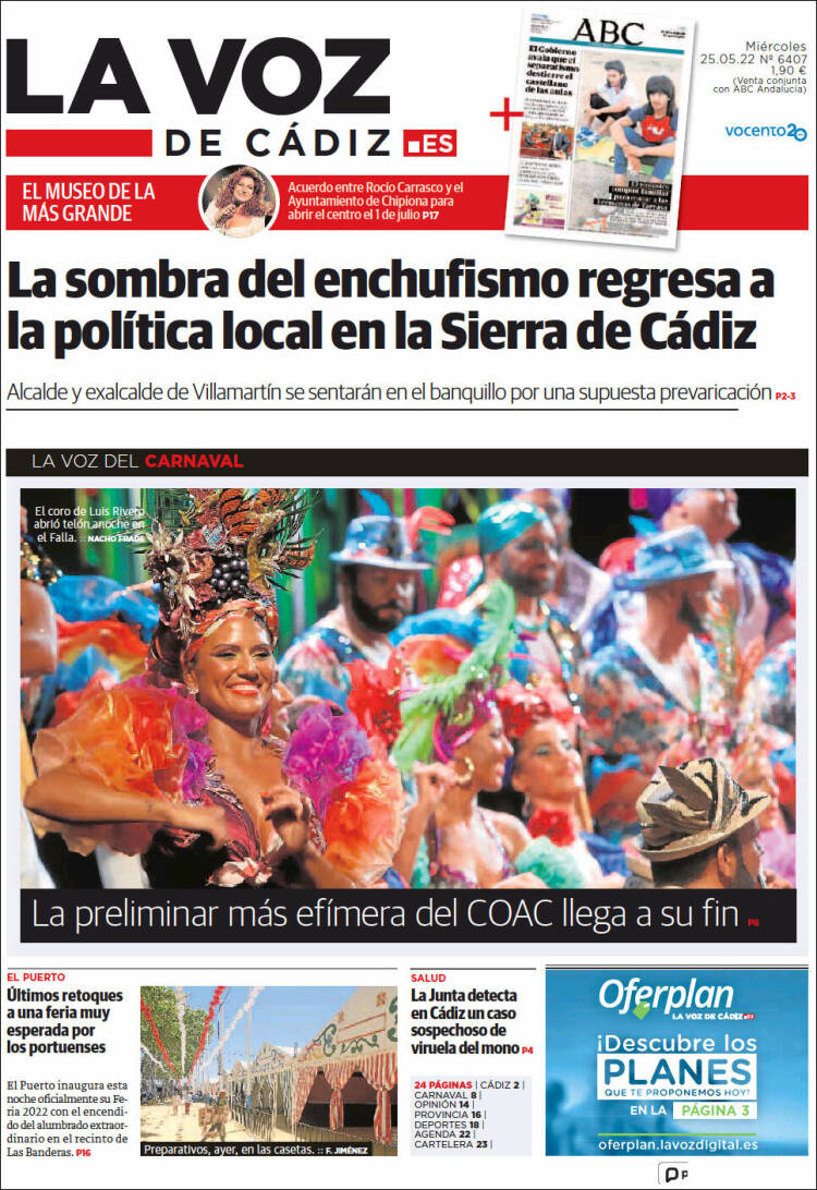 Portada de La Voz de Cádiz (España)