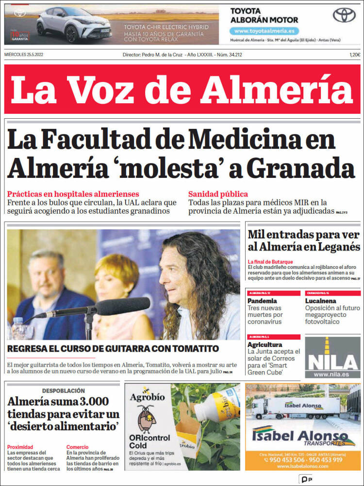 Portada de La Voz de Almería (España)