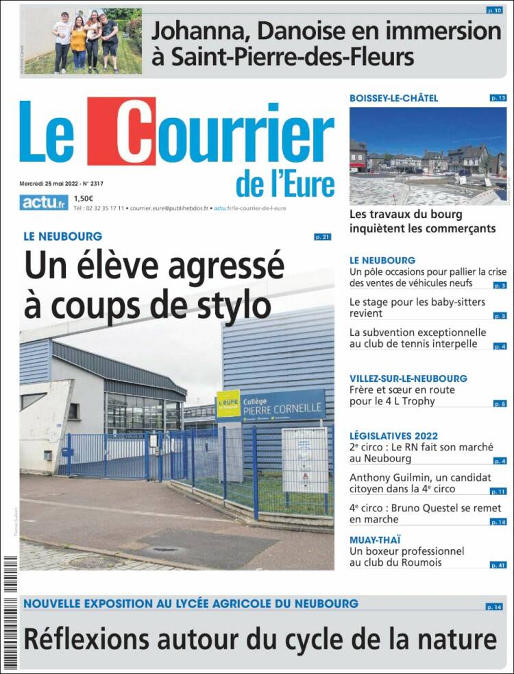 Portada de Le Courrier de l'Ouest (Francia)