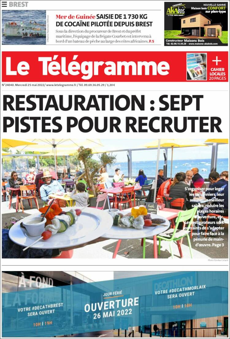 Portada de Télégramme (Francia)