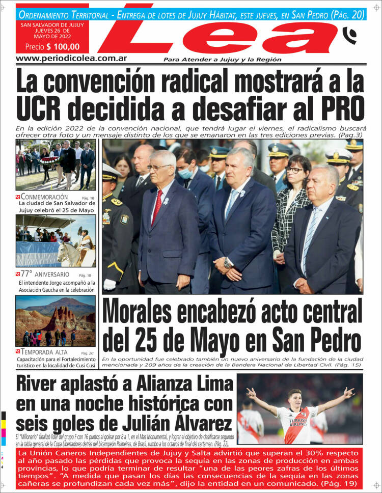 Portada de Periódico Lea (Argentina)