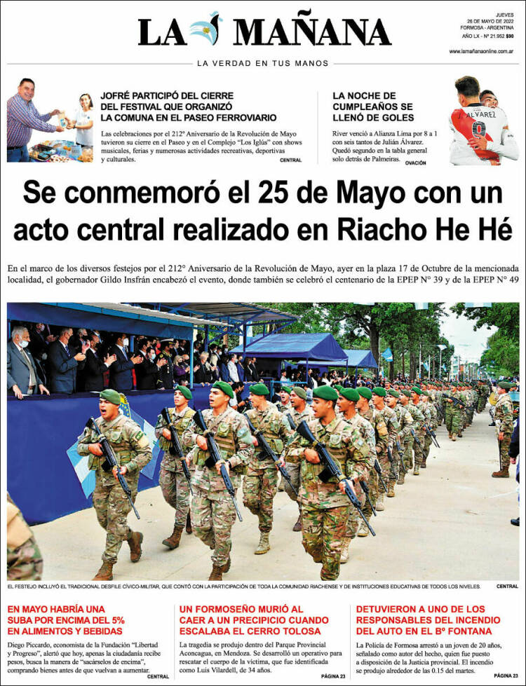 Portada de Diario La Mañana (Argentina)