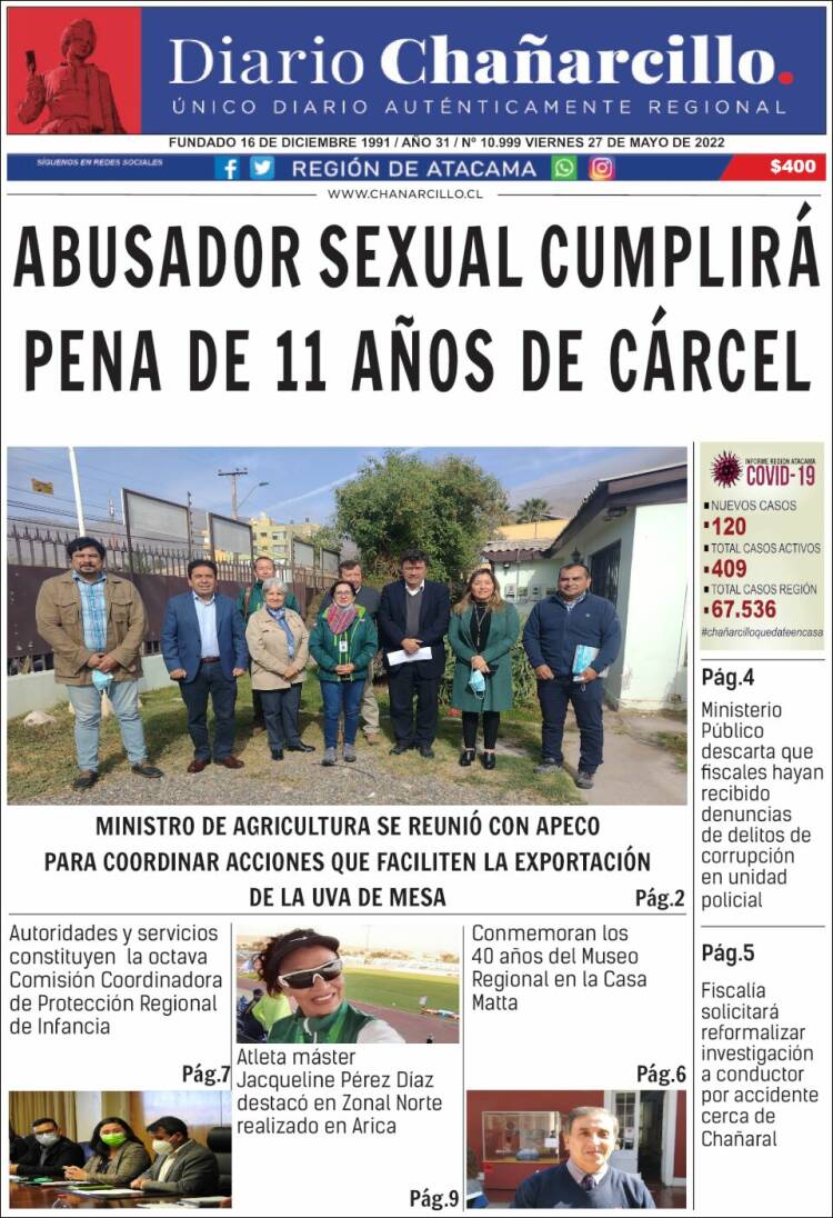 Portada de Diario Chañarcillo (Chile)
