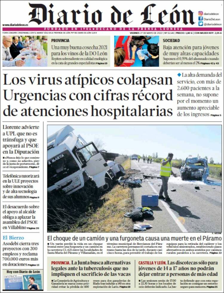 Portada de Diario de León (España)