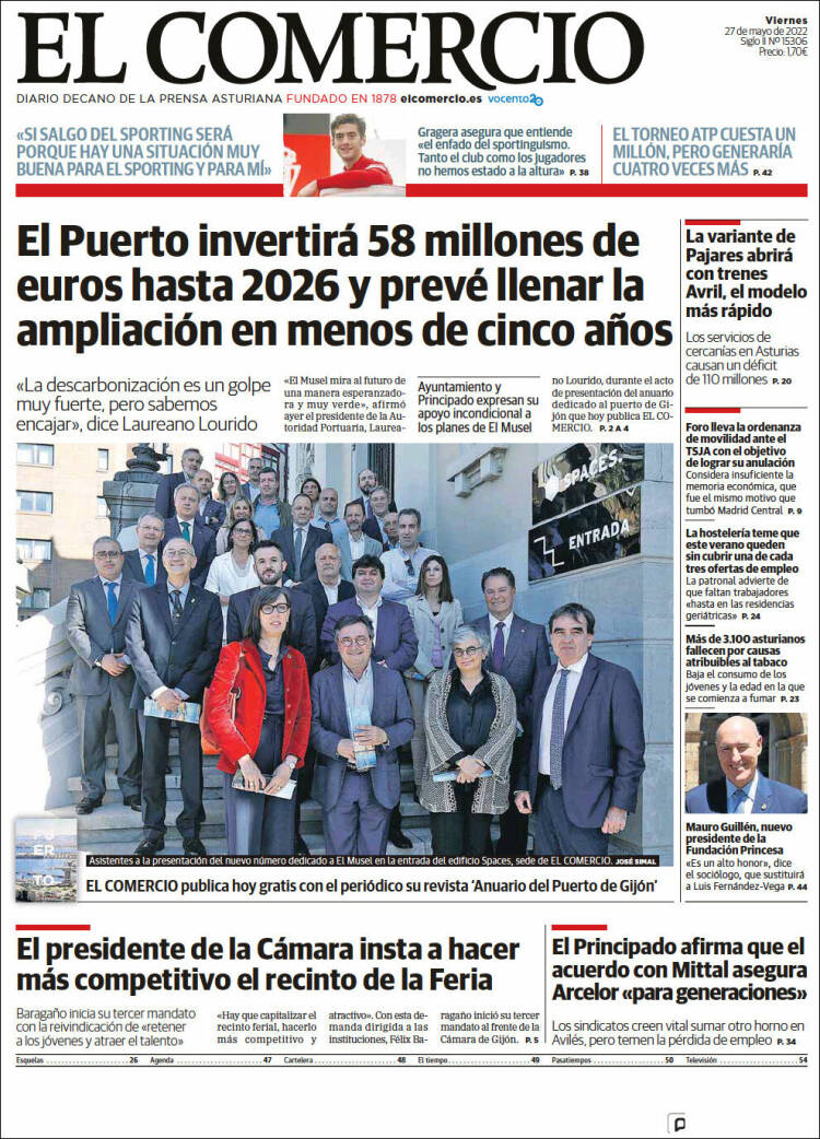 Portada de El Comercio - Gijón (España)