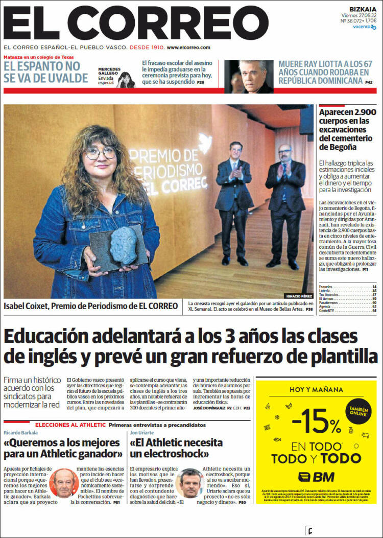 Portada de El Correo (España)