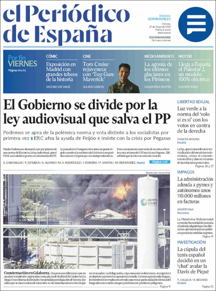 Portada de El Periódico de España (España)