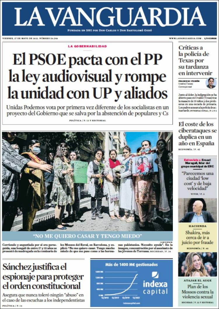 Portada de La Vanguardia (España)